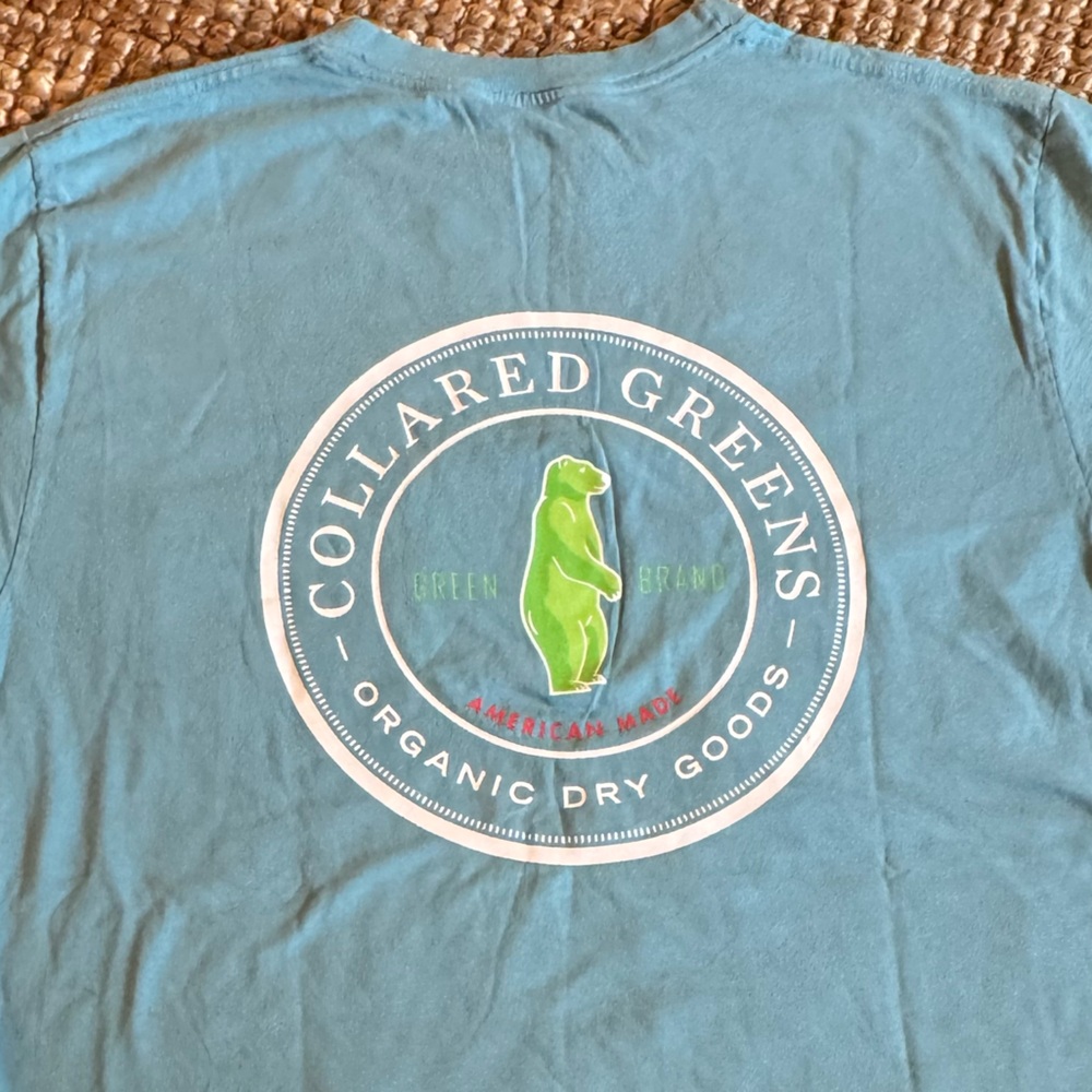 Collared Greens Graphic Pocket T-Shirt Blue Men’s Size M American Made
